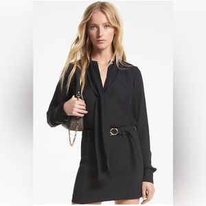 Michael Kors Viscose Blend Tie-Neck Blouse